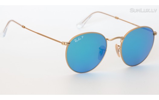 Ray-Ban Round Flash Lenses Polarised (RB3447 112/4L 50mm) saules brilles